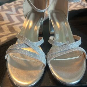 Elegant Silver Strappy Women's Heels